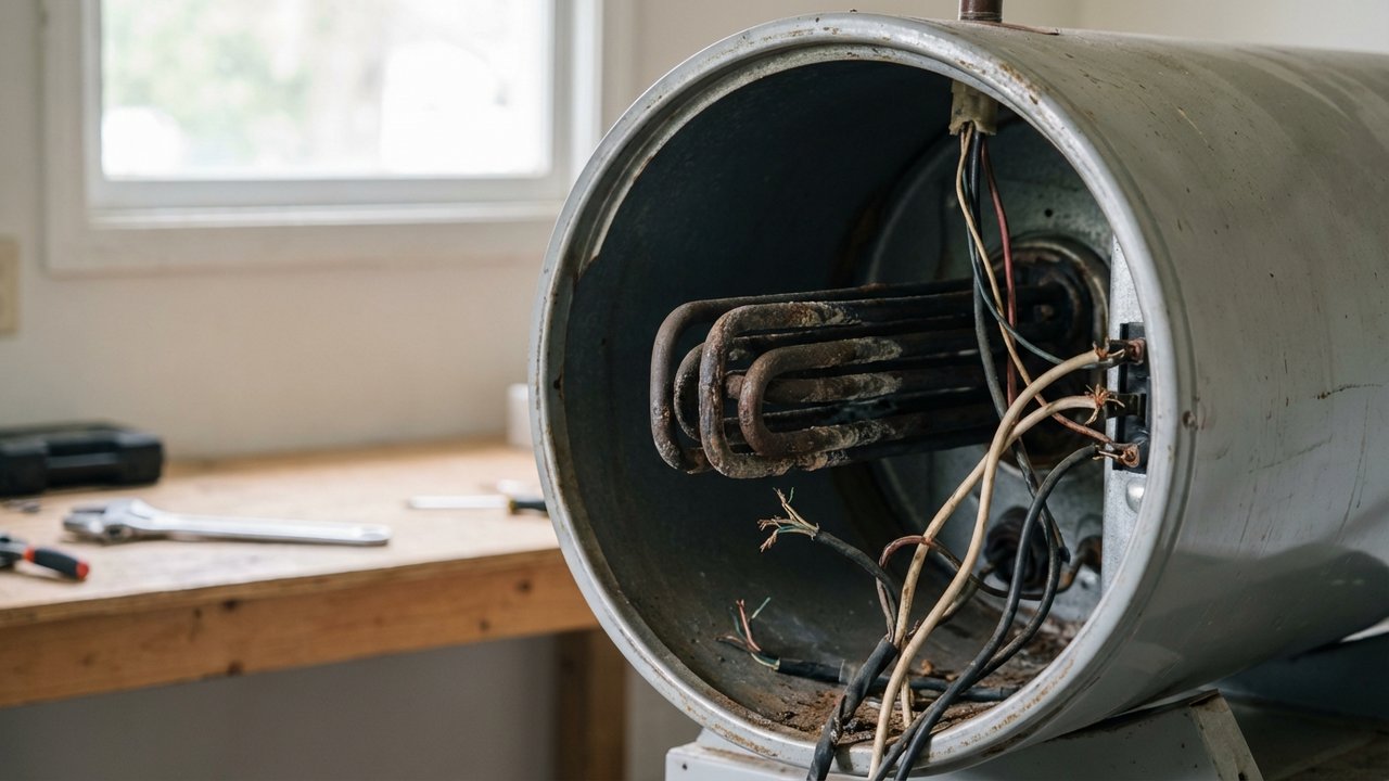Accès à la résistance d'un chauffe-eau après ouverture du couvercle