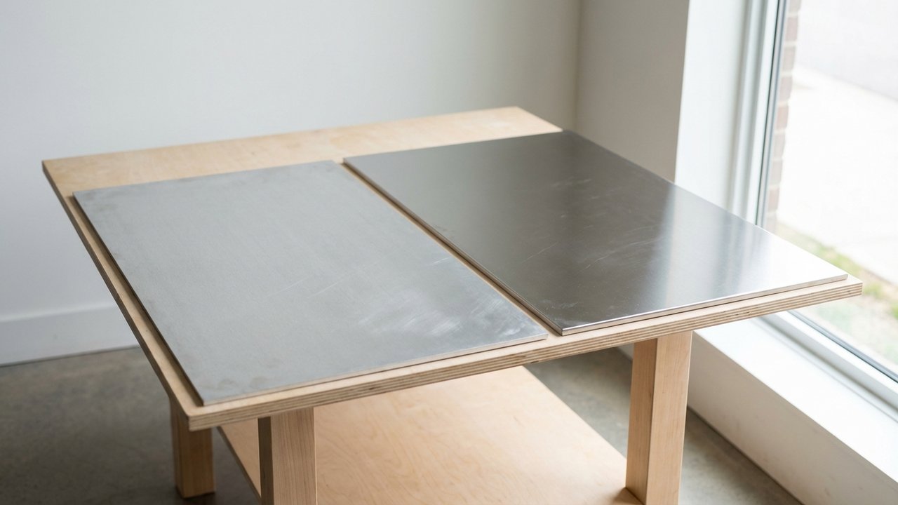 Comparaison entre une feuille d'aluminium et une feuille d'inox