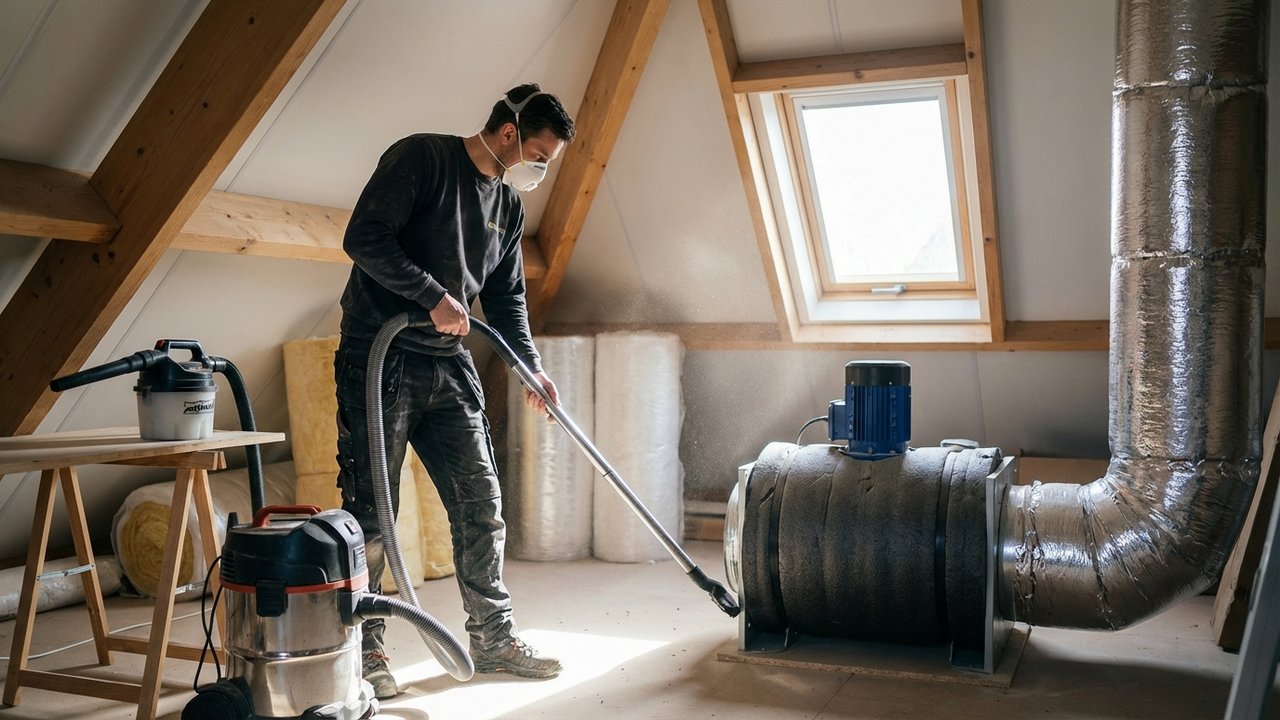 Aspiration et entretien du caisson moteur VMC dans les combles