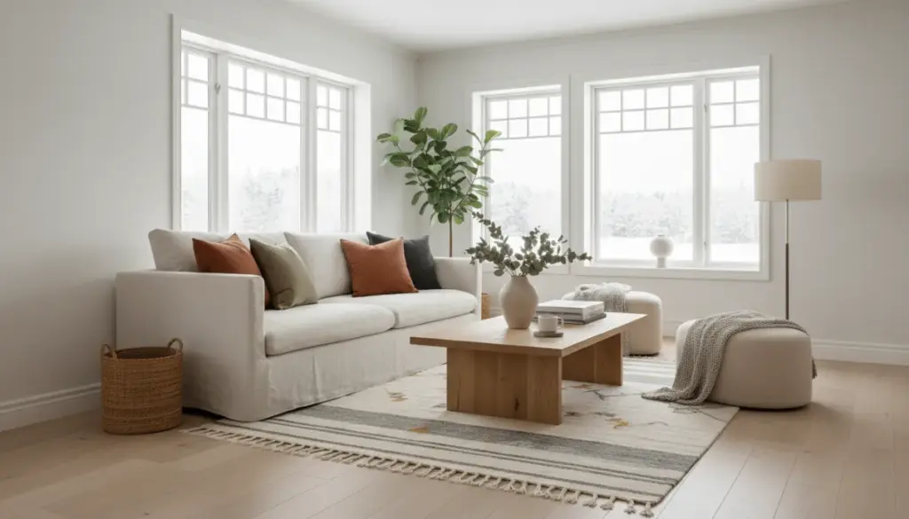 Décoration moderne tons claires et terracotta