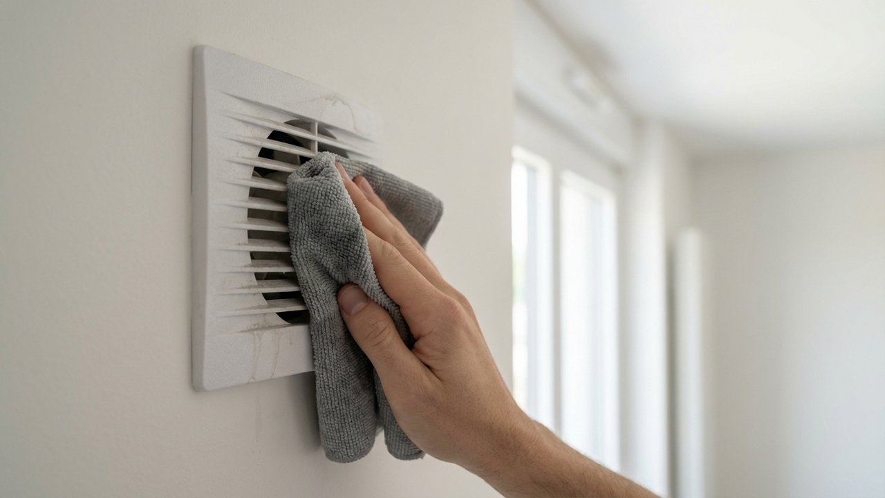 Nettoyage délicat d'une bouche hygroréglable VMC avec chiffon humide