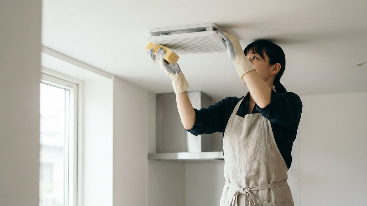 Nettoyage d'une bouche d'extraction VMC à l'eau savonneuse