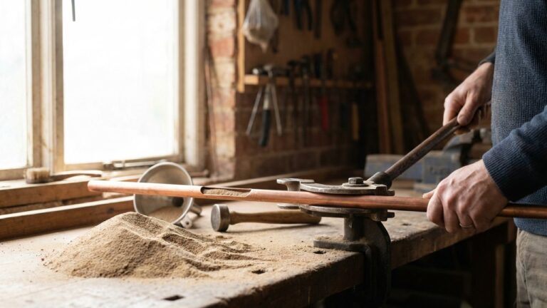 Pliage d'un tuyau en cuivre rempli de sable sans cintreuse
