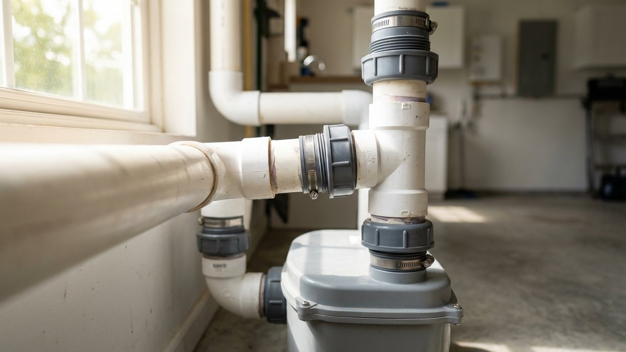 Raccordement du tuyau PVC 32-40 mm à la sortie du WC broyeur