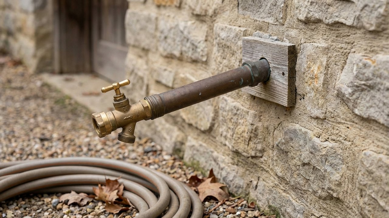 Installation d'un robinet antigel traversant la paroi extérieure