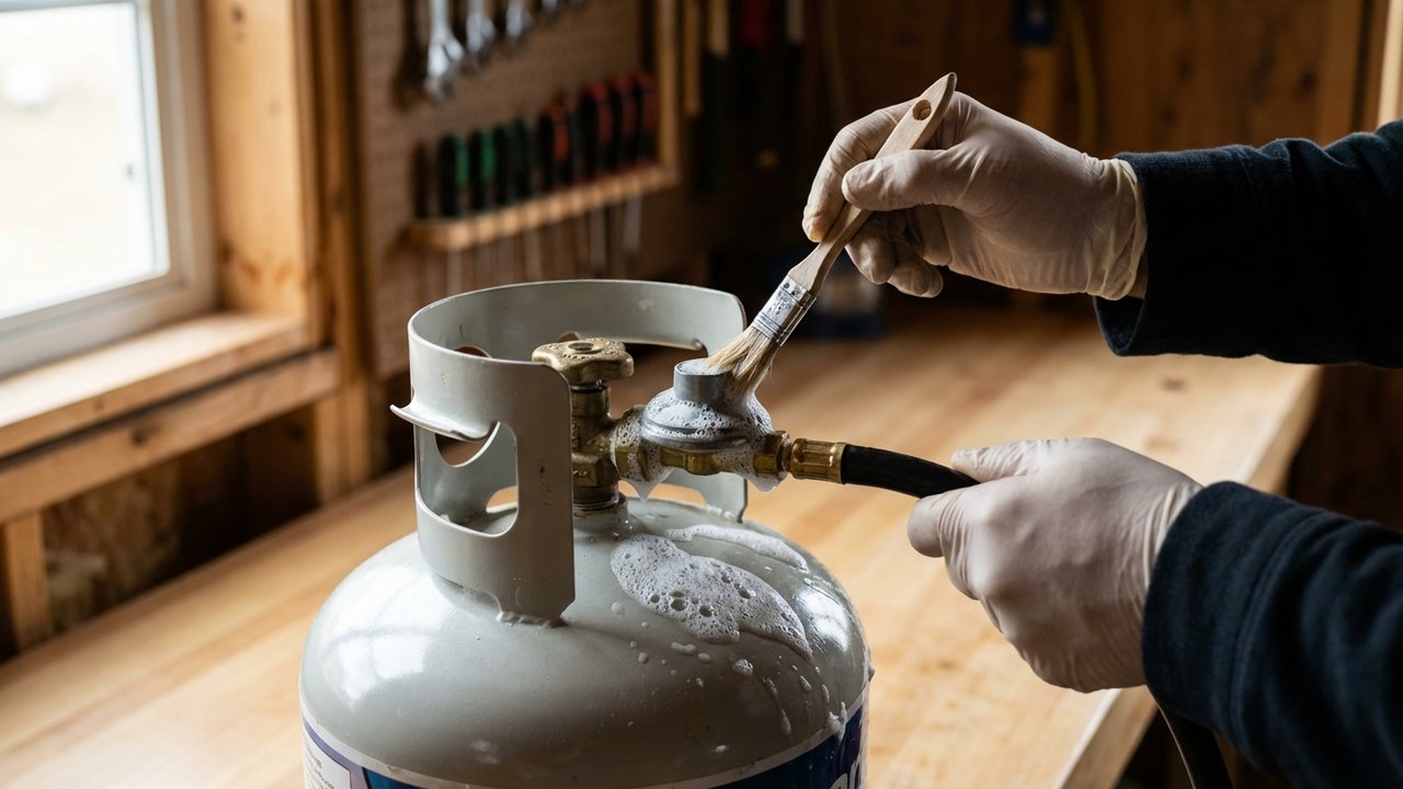 Test d'étanchéité des raccords gaz avec solution savonneuse