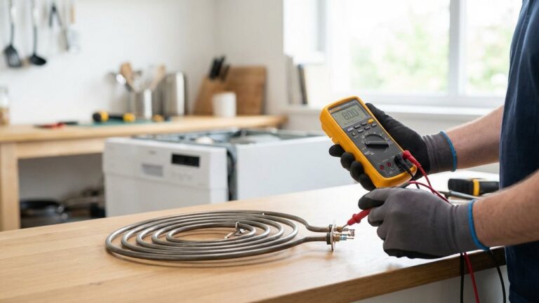 Test de la résistance de chauffe d'un lave-vaisselle au multimètre