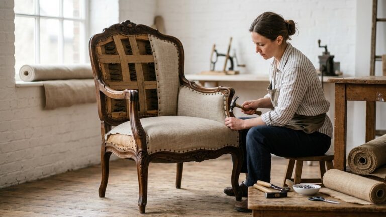 Customisation d'un fauteuil Voltaire avec nouveau tissu