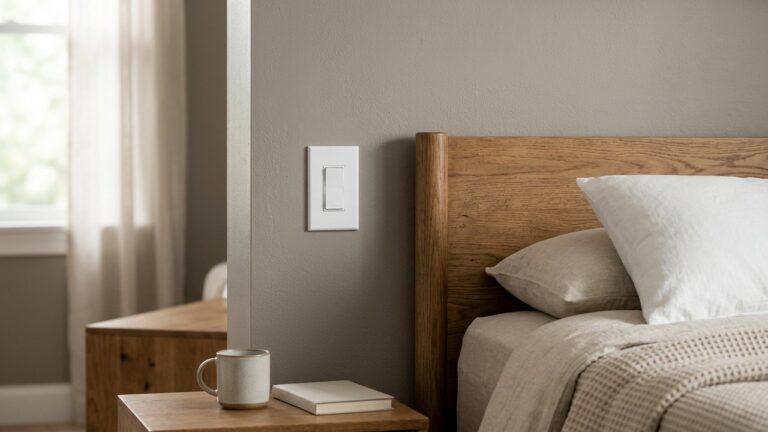 Interrupteur de tête de lit positionné à la bonne hauteur sur le mur
