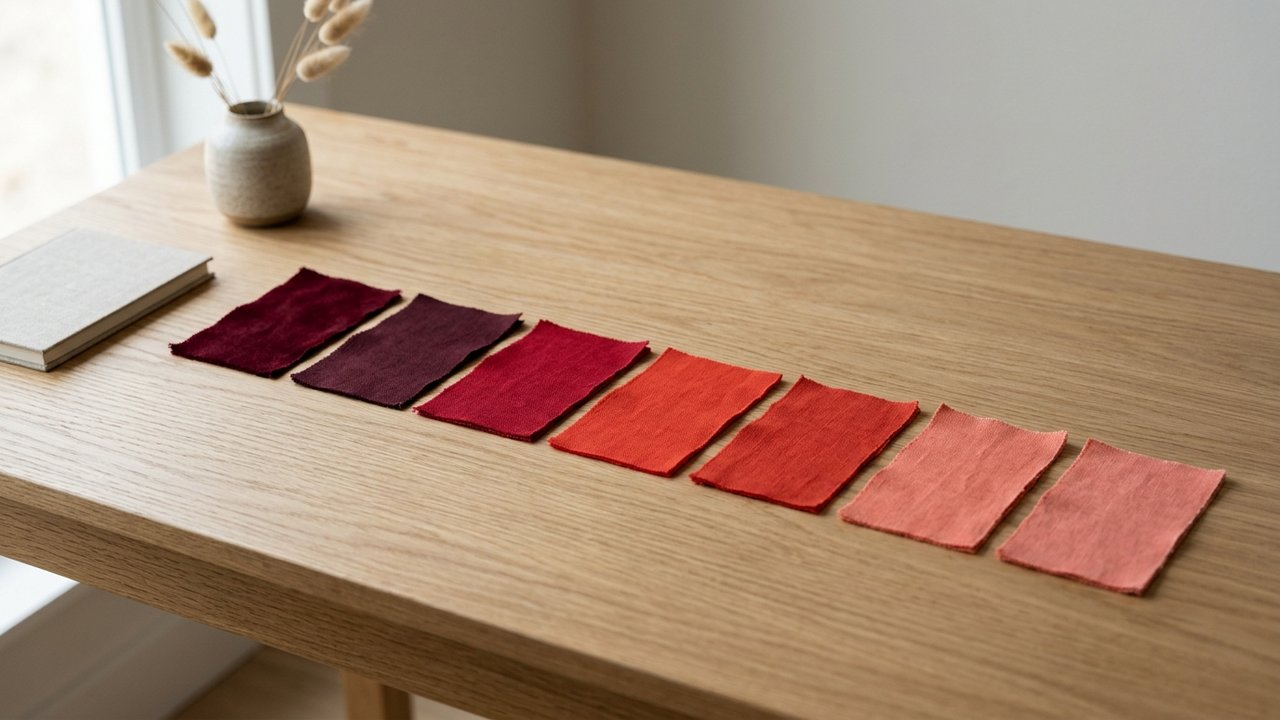 Nuances de rouge : bordeaux, corail, grenat et terre cuite