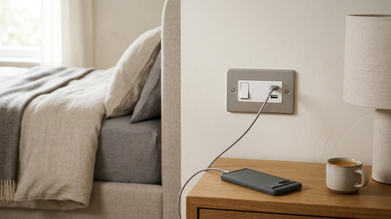 Plaque combinée avec interrupteur et prises USB en tête de lit