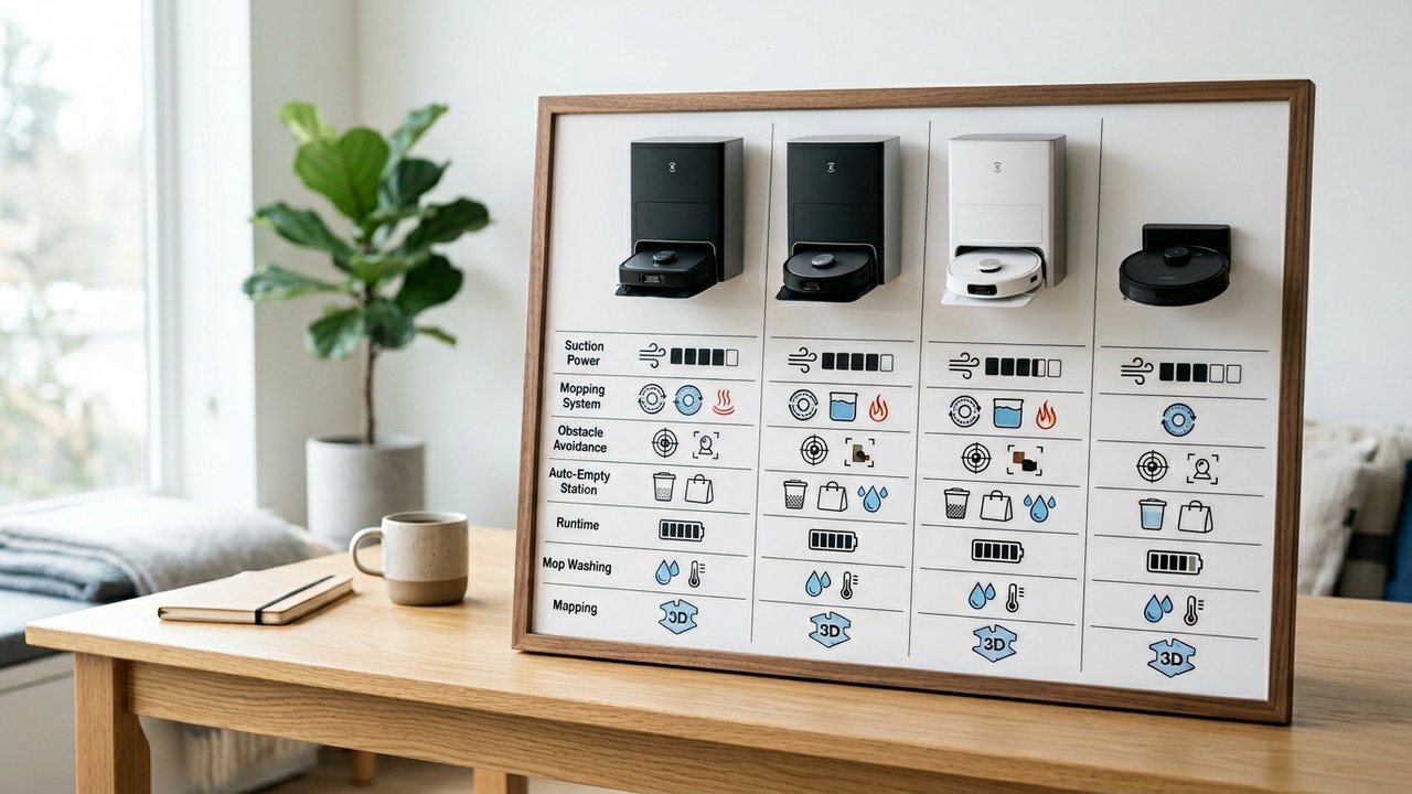 Tableau comparatif des modèles d'aspirateurs robots Ecovacs