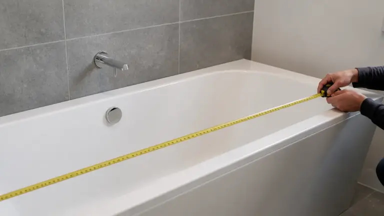 Dimension standard d'une baignoire rectangulaire avec mètre ruban