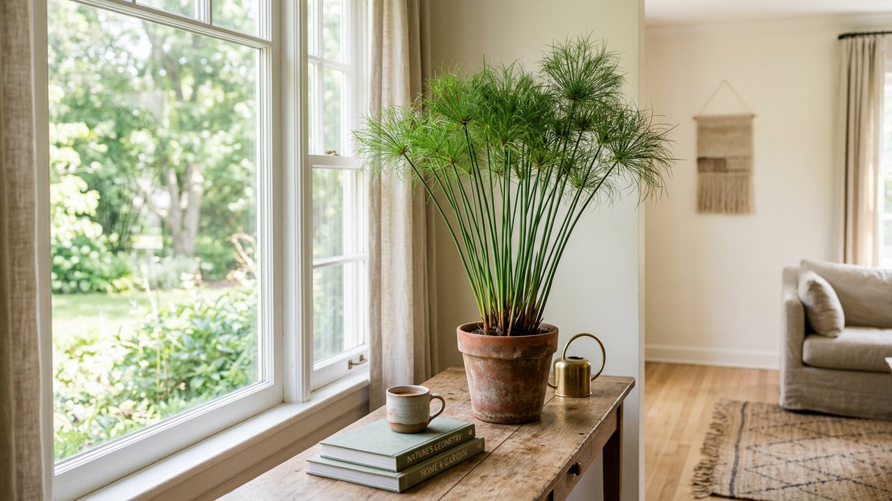 Papyrus placé près d'une fenêtre très lumineuse en intérieur