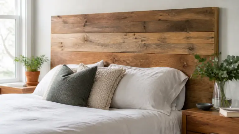 Tête de lit à faire soi-même en bois dans une chambre