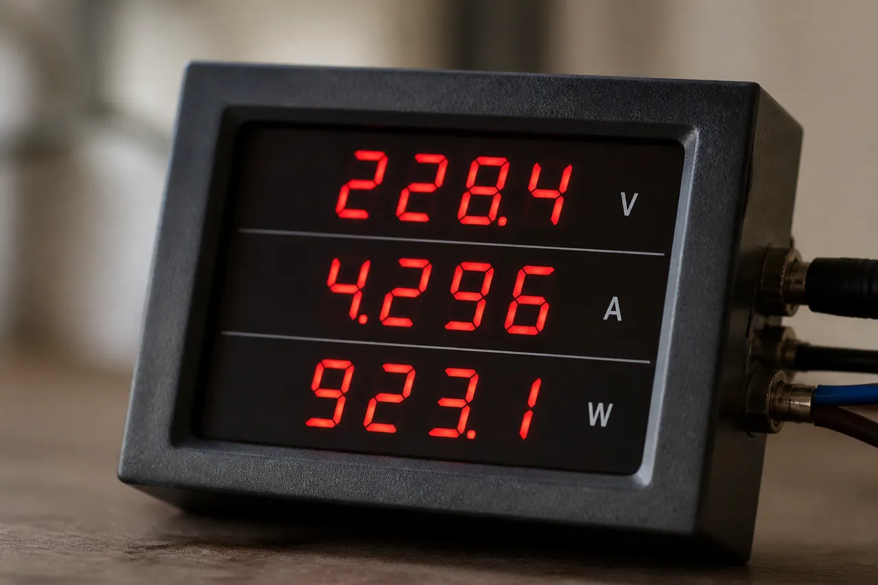 Compteur électrique affichant volts, ampères et watts